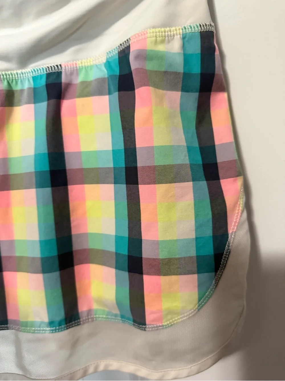 lululemon athletica Cream Skirt with Multicolor Plaid Panel